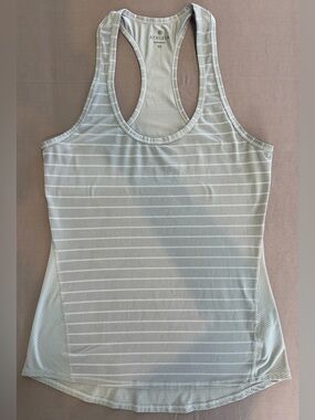 Athleta Gray and White Striped Racerback Tank